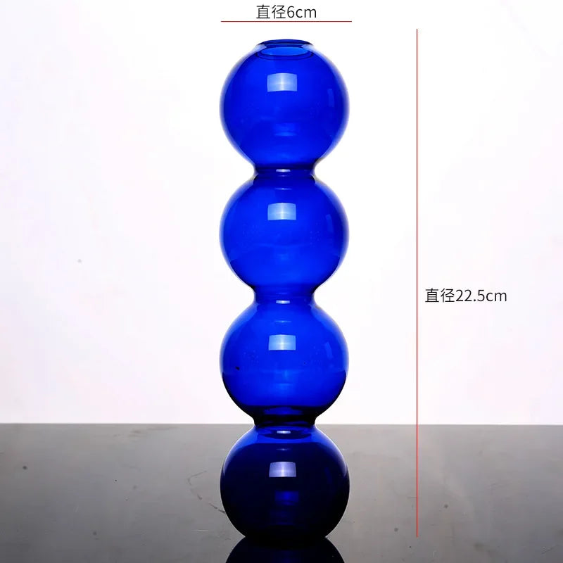 Elegant Glass Vase Home Decor Accent - Blue-high 22cm - Vase