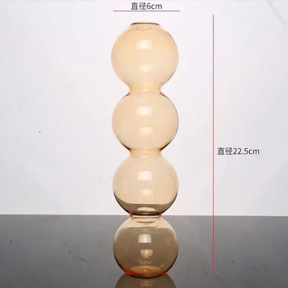 DecorBites™ elegant glass vase in amber with stacked bubble design perfect for stylish home decor accents