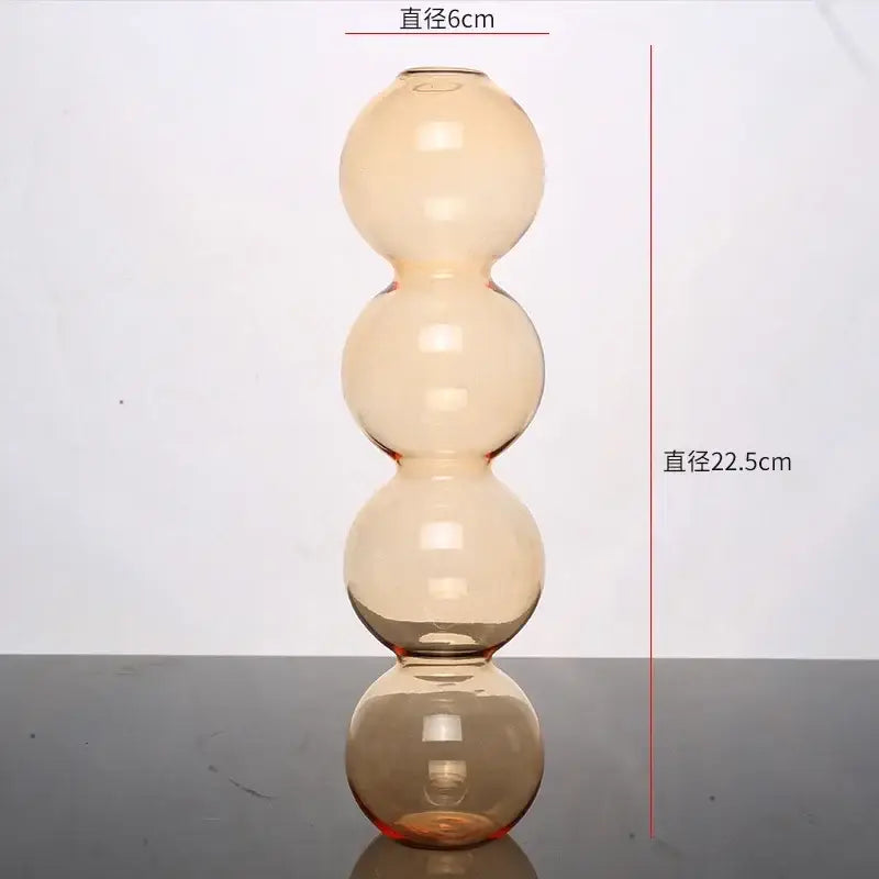DecorBites™ elegant glass vase in amber with stacked bubble design perfect for stylish home decor accents