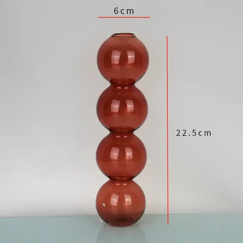 Tall amber glass vase with four stacked spherical sections by decorbites, an elegant glass vase for home decor accents