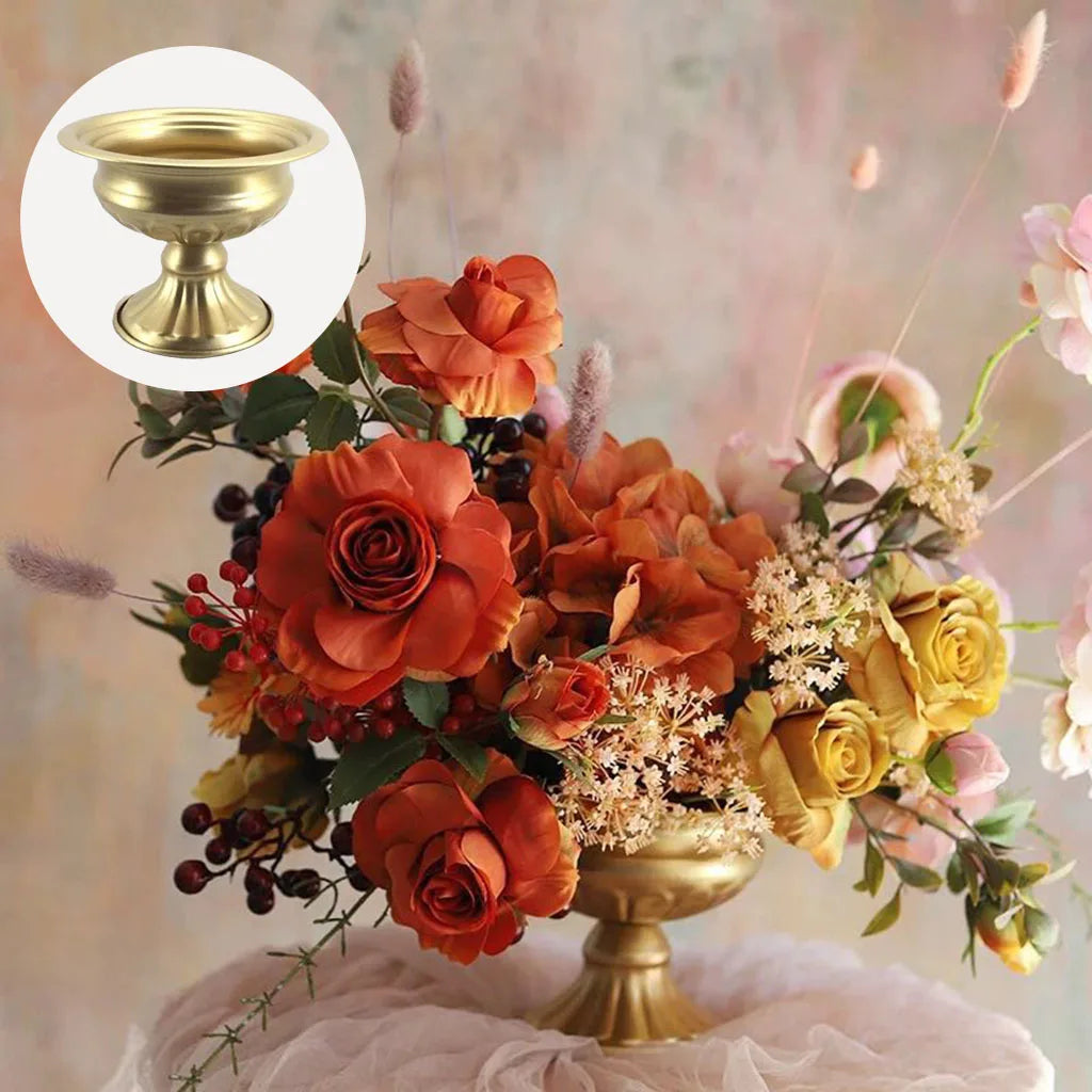 Elegant Metal Flower Vase Candle Holders - Vase