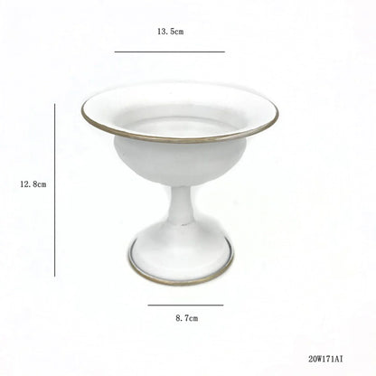 Elegant Metal Flower Vase Candle Holders - H White 8.7x12.8cm - Vase