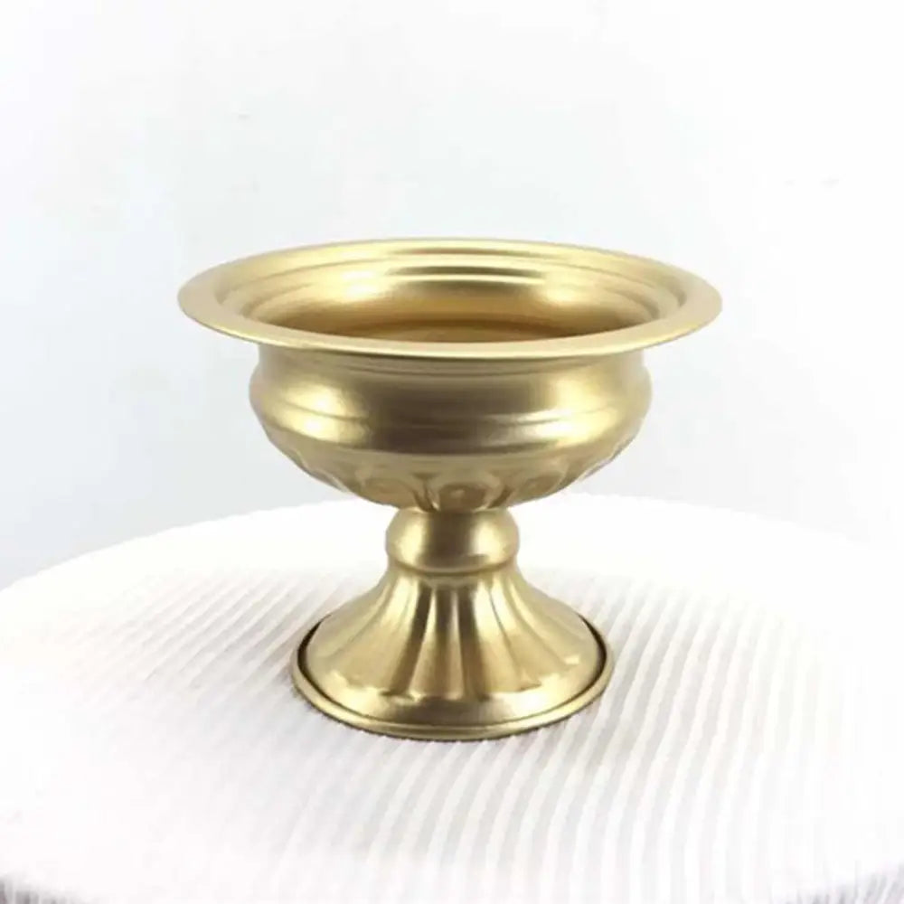 Golden metallic metal flower vase incense burner with fluted bowl and pedestal base from decorbites elegant candle holders