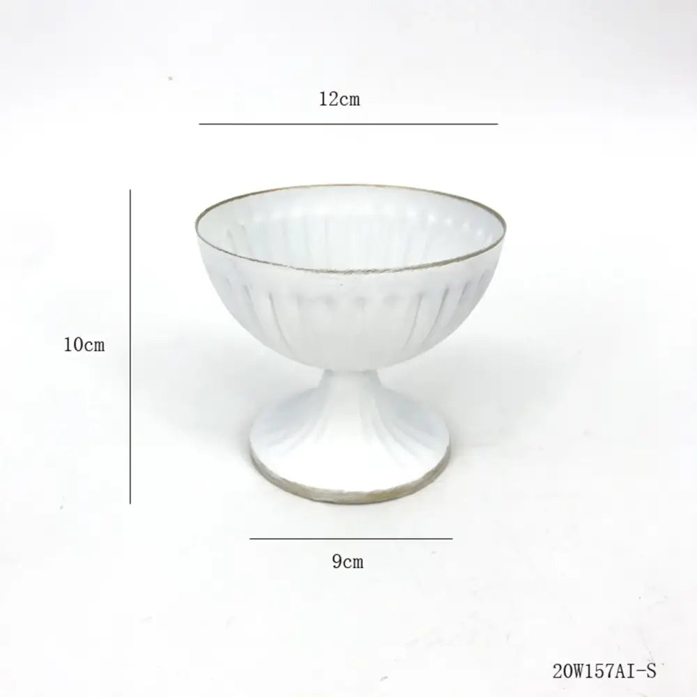 Decorbites™ elegant metal flower vase candle holders feature a white translucent glass dessert bowl with metallic rim