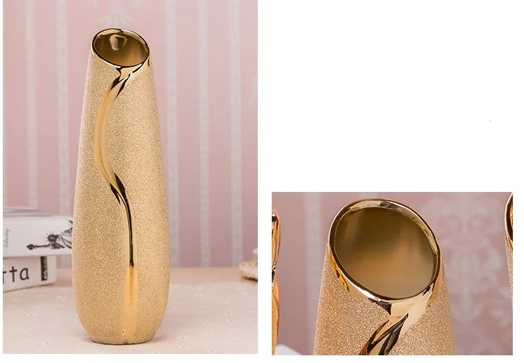 Europe Gold-Plated Ceramic Vase for Home Decor - Vase