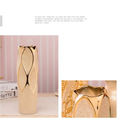 Europe Gold-Plated Ceramic Vase for Home Decor - Vase