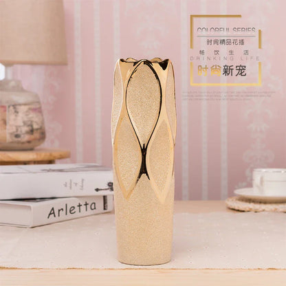 Europe Gold-Plated Ceramic Vase for Home Decor - Vase