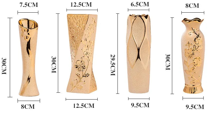 Europe Gold-Plated Ceramic Vase for Home Decor - Vase