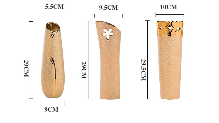 Europe Gold-Plated Ceramic Vase for Home Decor - Vase