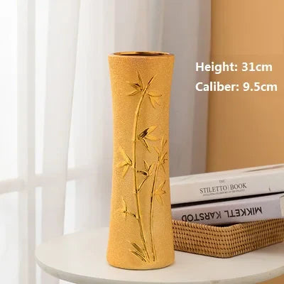 Europe Gold-Plated Ceramic Vase for Home Decor - 11 - Vase