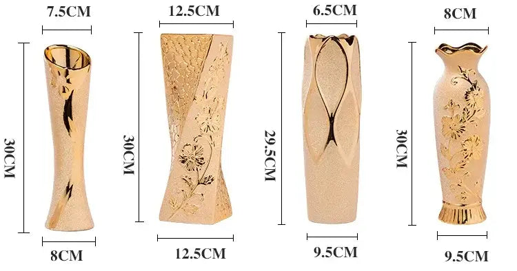 Europe Gold-Plated Ceramic Vase for Home Decor - Vase