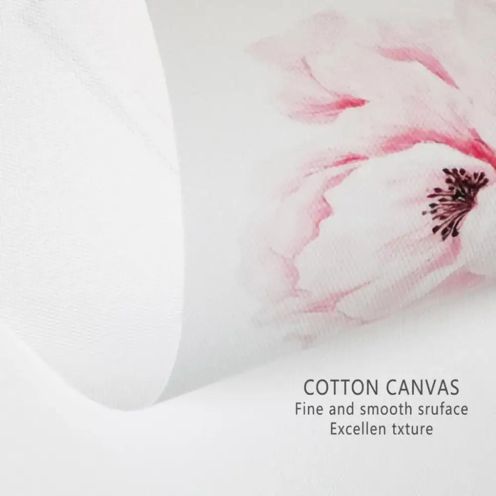 A delicate pink flower design on soft white cotton fabric in the decorbites circuit canvas painting for living room