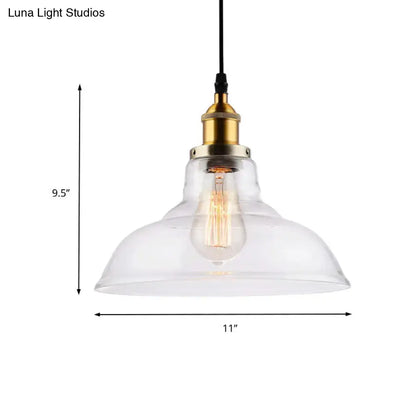 Decorbites™ farmhouse clear glass brass pendant light with exposed filament bulb for dining room 220v-240v 110v-120v