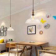 DecorBites farmhouse clear glass brass pendant light with exposed edison bulb for dining room 110v-120v 220v-240v use