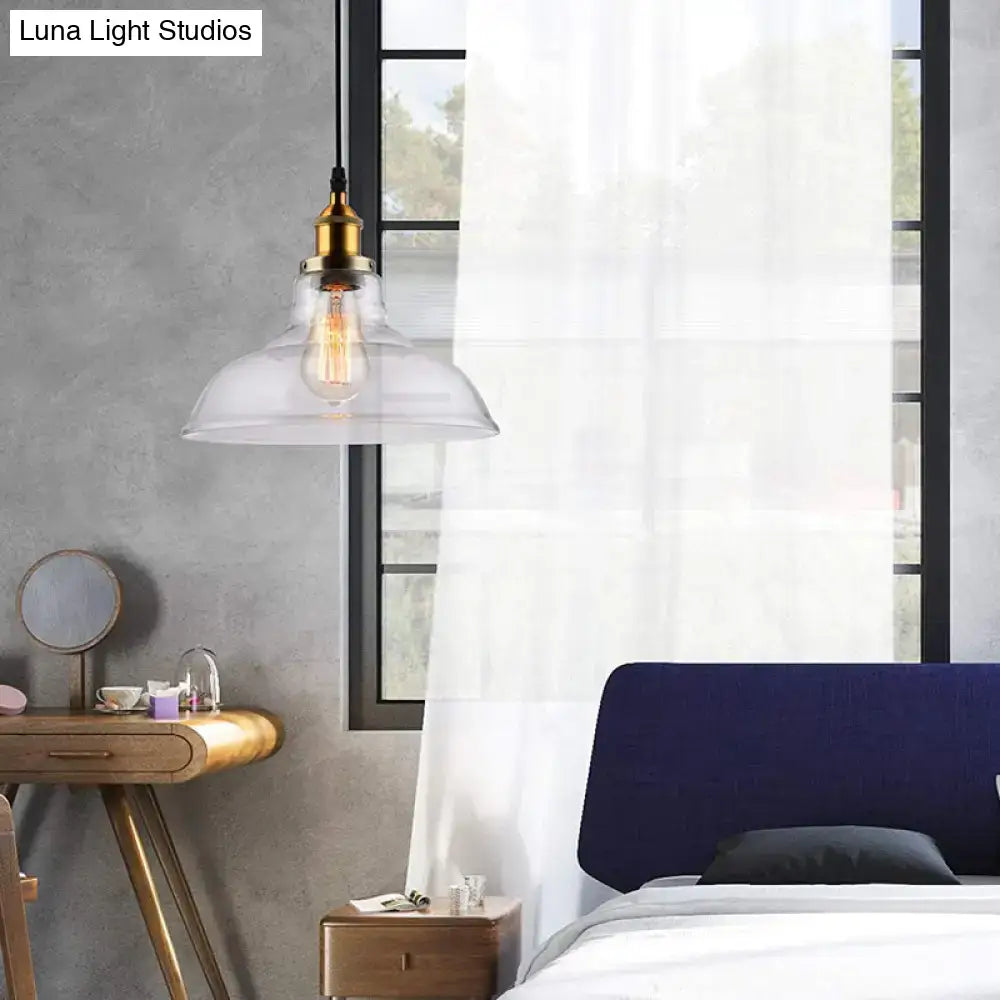 DecorBites™ farmhouse clear glass brass pendant light with exposed filament bulb for dining room 220v-240v 110v-120v use