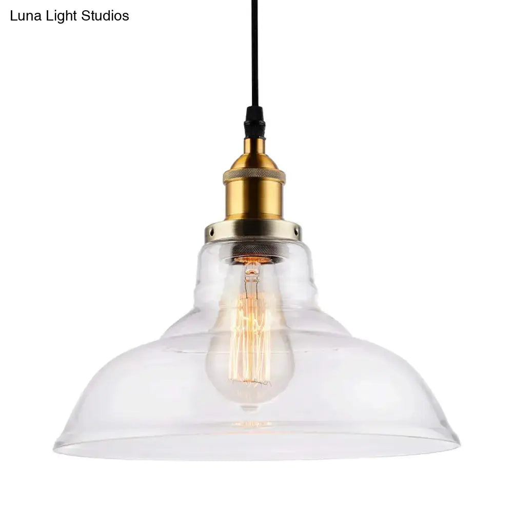 DecorBites farmstead clear glass brass pendant light with exposed filament bulb for dining room 220v-240v 110v-120v use