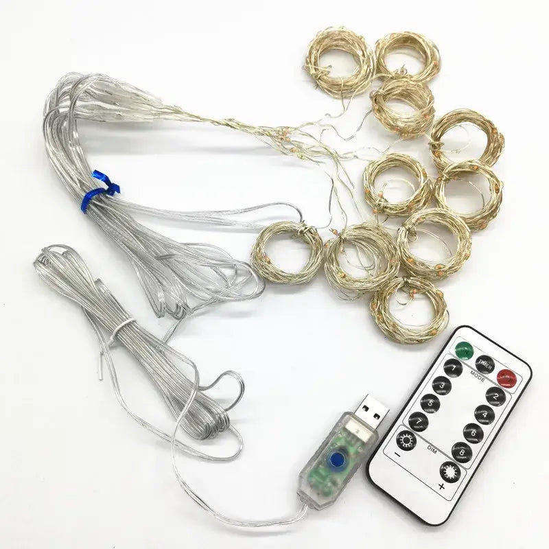 Silver led fairy lights curtain set by decorbites with remote control and usb adapter available in 6x3m and 3x3m sizes