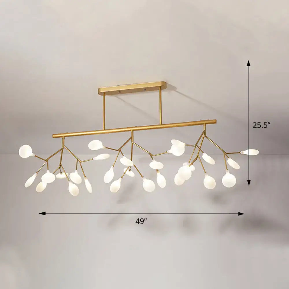 Decorbites firefly island pendant light with 27 black gold arms and frosted glass globes 110v-120v 220v-240v