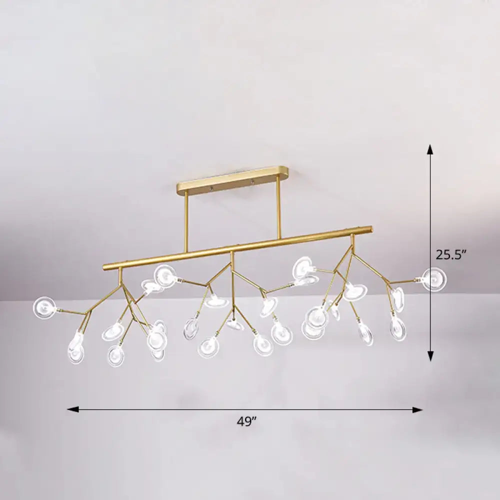 Gold-toned decorbites firefly island pendant light with branching arms and clear glass globes for 110v-120v and 220v-240v use