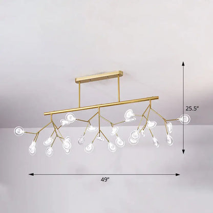 Gold-toned decorbites firefly island pendant light with branching arms and clear glass globes for 110v-120v and 220v-240v use