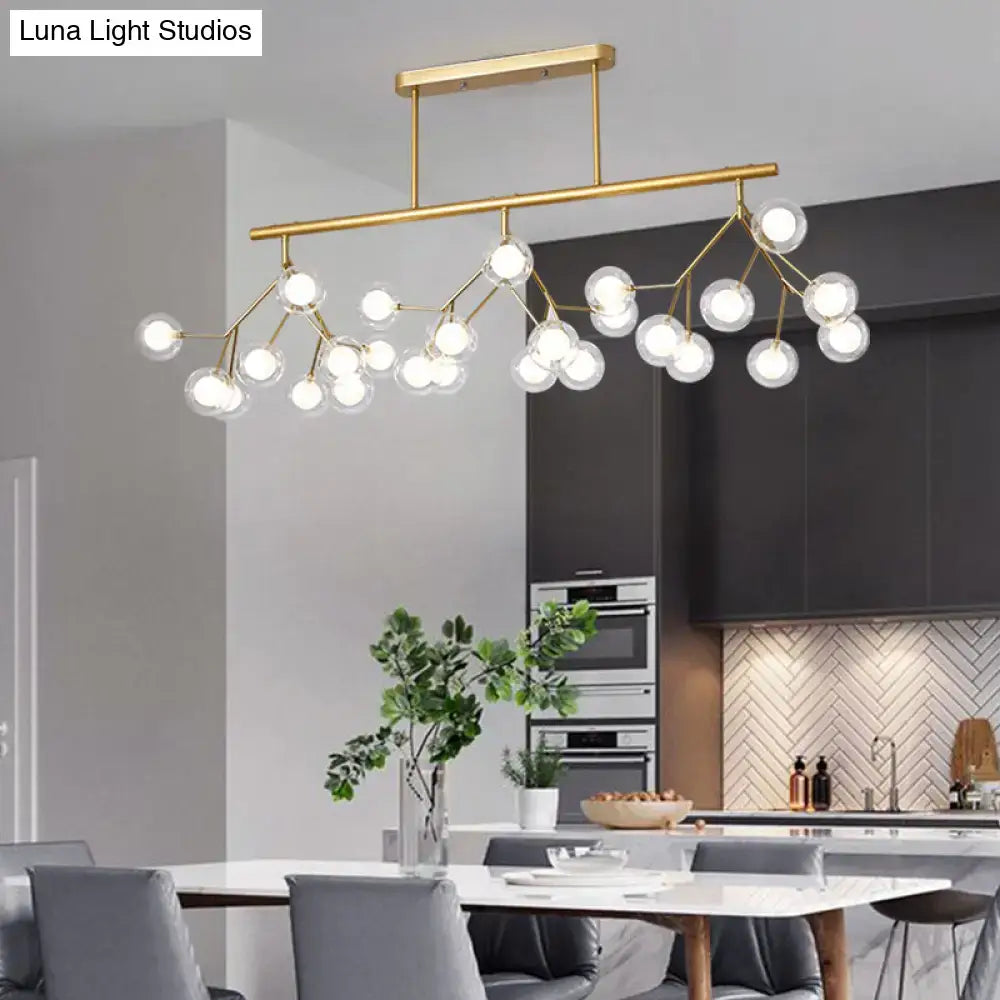 Gold-toned decorbites firefly island pendant light with clear glass globes black gold finish 110v-120v 220v-240v compatible