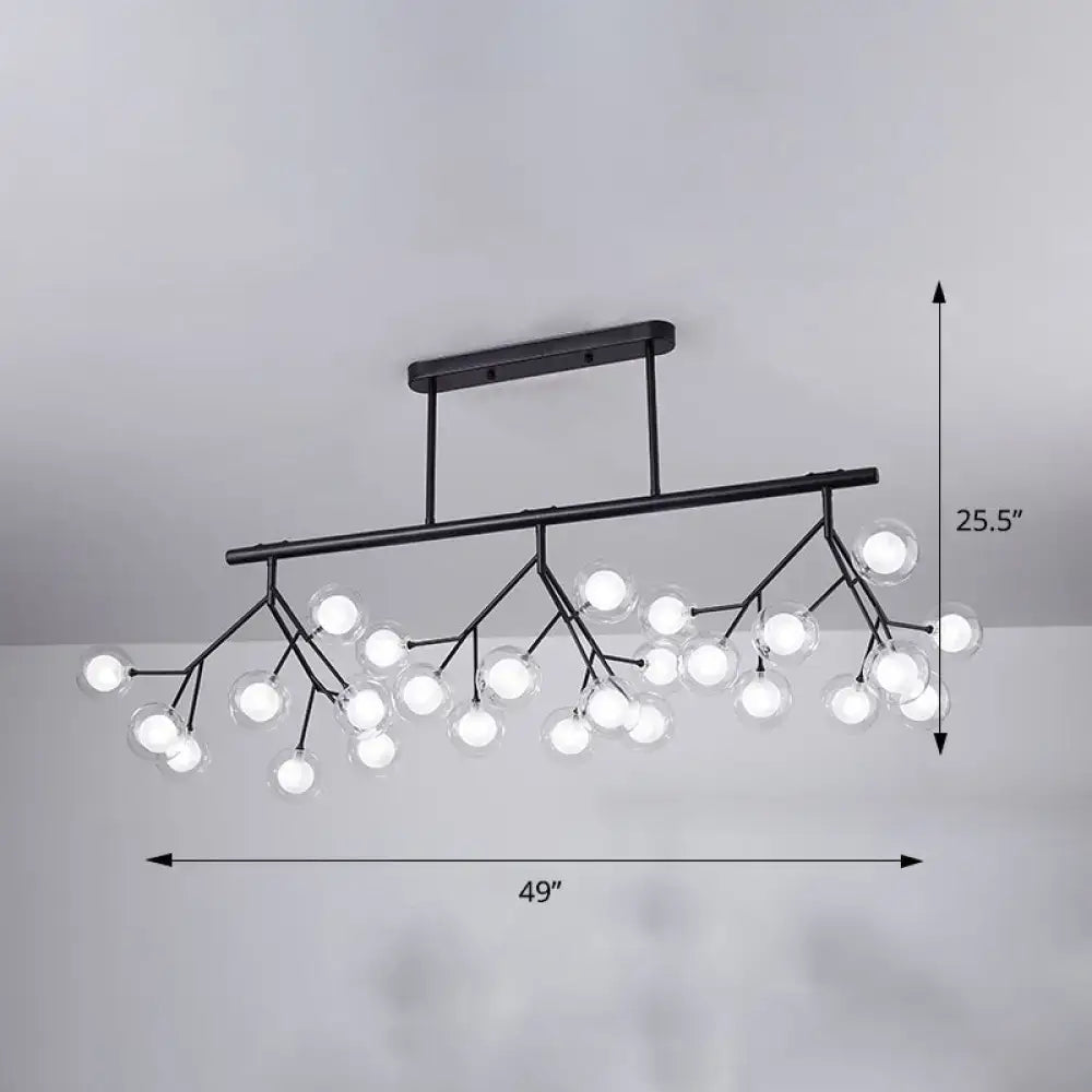 Decorbites™ firefly island pendant light black metal chandelier with 27 clear glass globes branching design 110v-120v 220v-240v