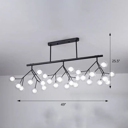 Decorbites™ firefly island pendant light black metal chandelier with 27 clear glass globes branching design 110v-120v 220v-240v