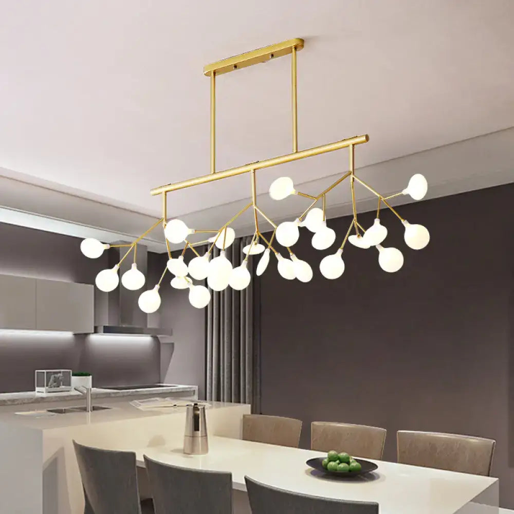 Gold-toned firefly island pendant with branching arms and white glass bulbs modern pendant postmodern metal ceiling lamp