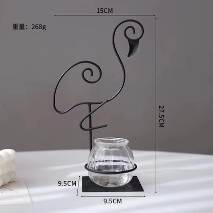 Flamingo Metal Vase for Home Decor - Yellow - Vase