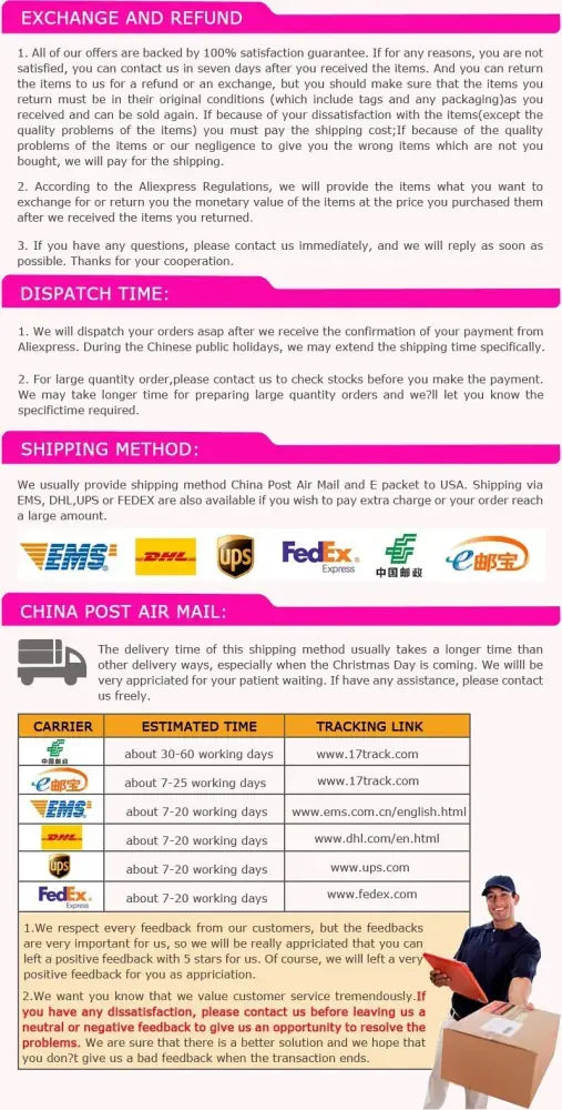 The back side of a document showing shipping details for decorbites™ flamingo metal vase for home decor from china post air mail to the usa