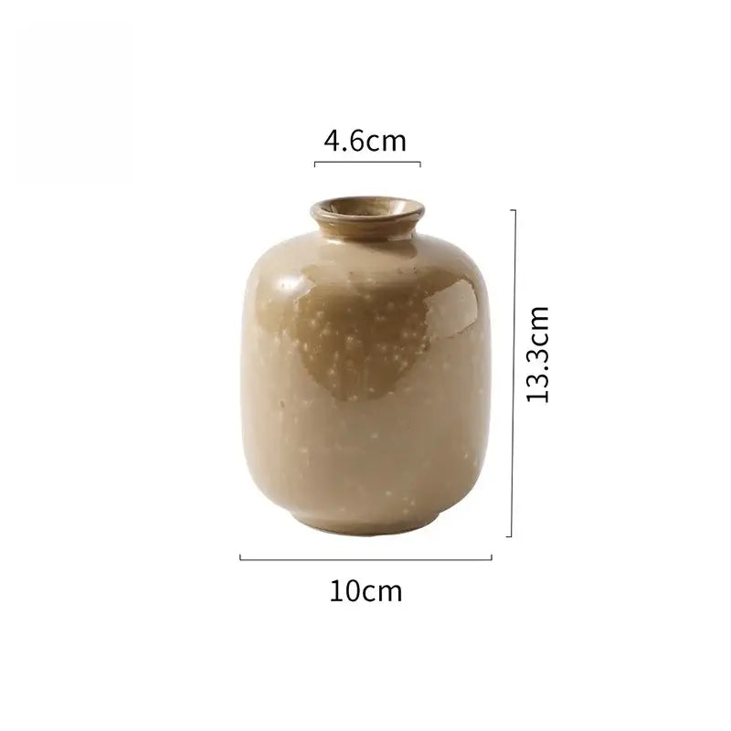 DecorBites™ ceramic vase in matte beige with subtle speckled texture 13.5cm high decor ceramic vase