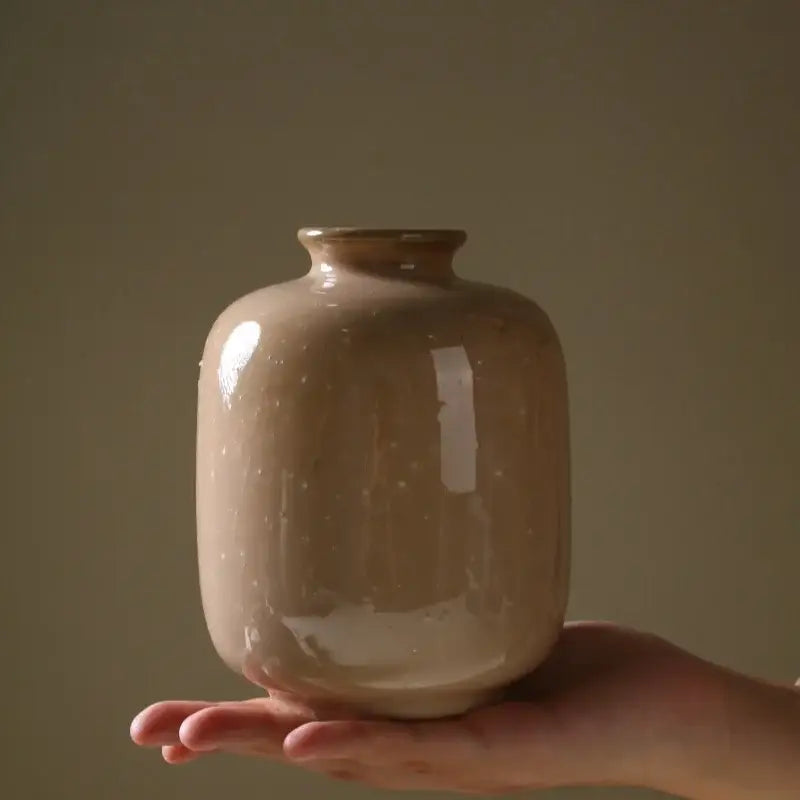 DecorBites™ smooth matte-finished ceramic vase with rounded body and narrow neck 13.5cm high decor ceramic vase