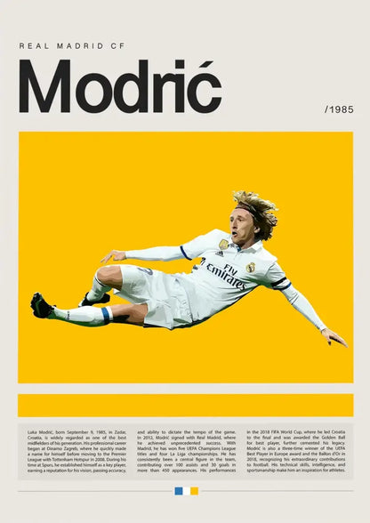 A dynamic action shot of luka modrić in a white real madrid jersey featured in decorbites football star champion wall art canvas