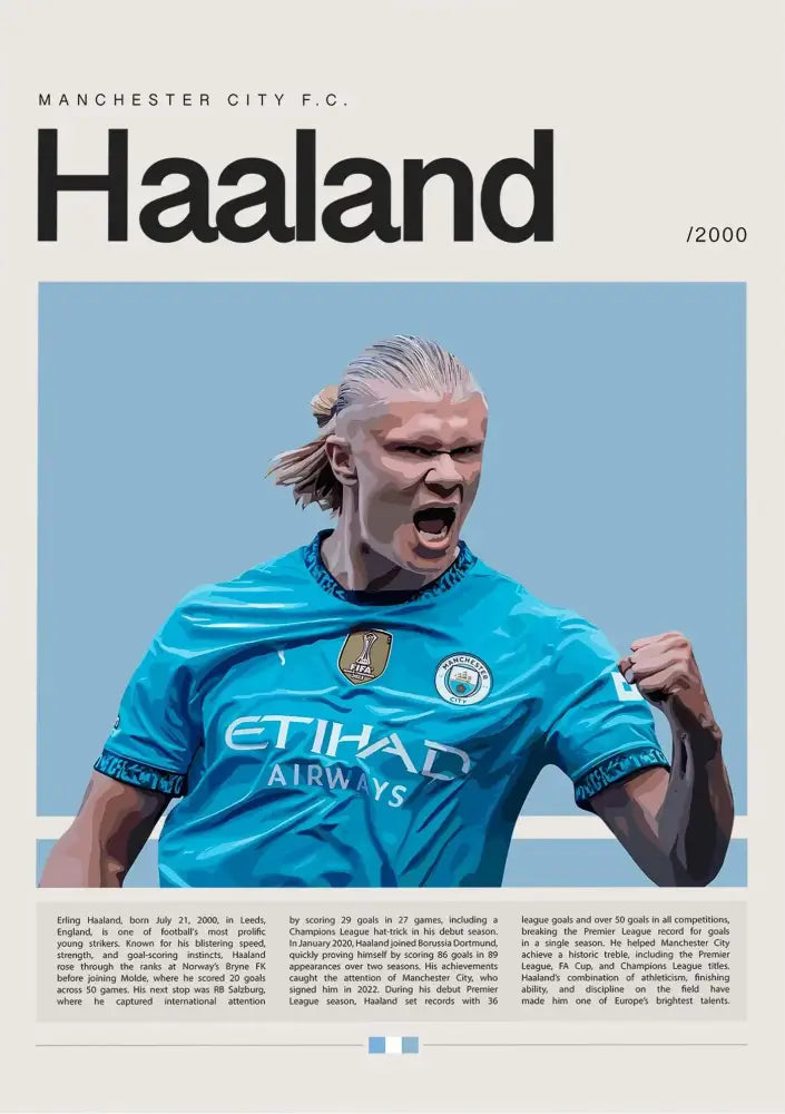 Decorbites™ football star champion poster canvas wall art featuring manchester city f.c. in vibrant colors