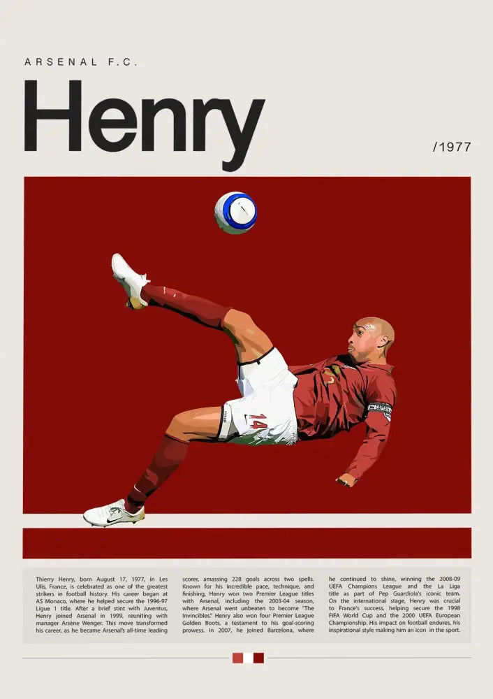 Decorbites™ football star champion poster canvas wall art featuring red and white arsenal f.c. football star design