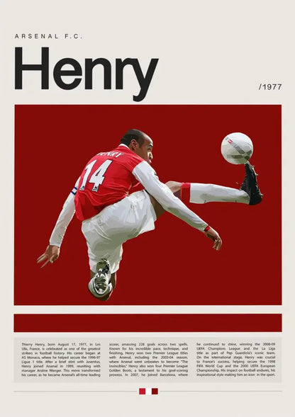 Decorbites™ football star champion poster canvas wall art featuring red and white arsenal fc design for vibrant wall decor