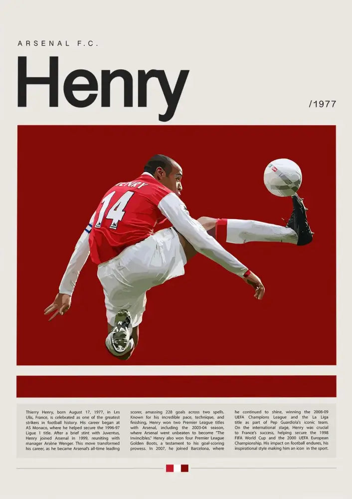 Decorbites™ football star champion poster canvas wall art featuring red and white arsenal fc design for vibrant wall decor