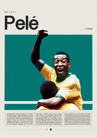 DecorBites™ football star champion wall art featuring a vibrant yellow and green Brazil national team jersey canvas