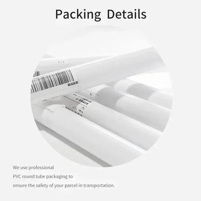 White pvc round tubes with barcode labels for packaging decorbites football star champion wall art canvas