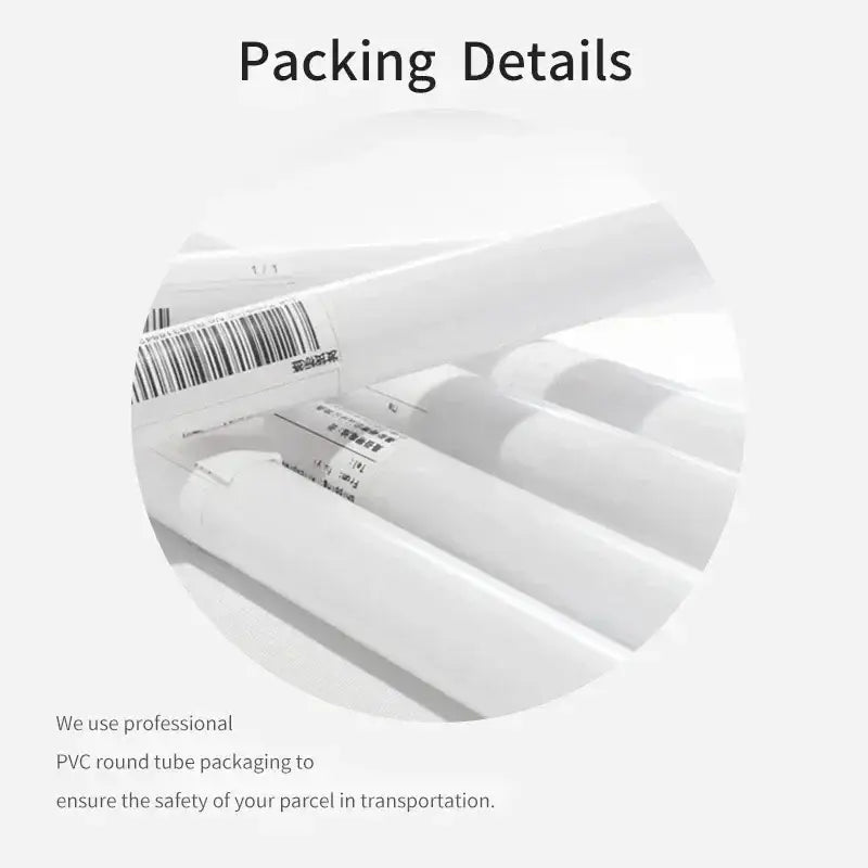 White pvc round tubes with barcode labels for packaging decorbites football star champion wall art canvas