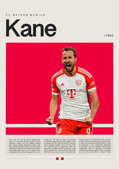 Decorbites™ canvas wall art featuring a white and red bayern munich football star champion jersey with black trim
