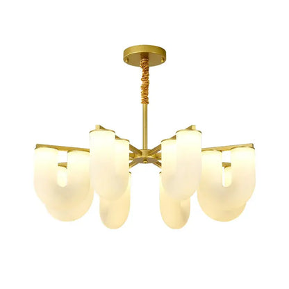 Gold-toned decorbites french cream floor lamp with frosted glass shades and twisted rope-like pendant for living room LED light