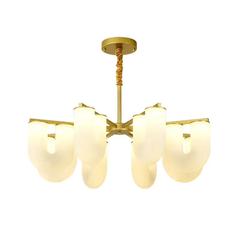 Gold-toned decorbites french cream floor lamp with frosted glass shades and twisted rope-like pendant for living room LED light