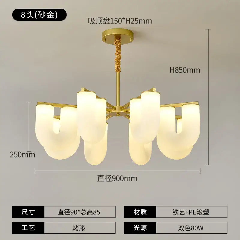 Gold-toned decorbites french cream floor lamp with eight frosted glass shades and twisted metal stem for living room use