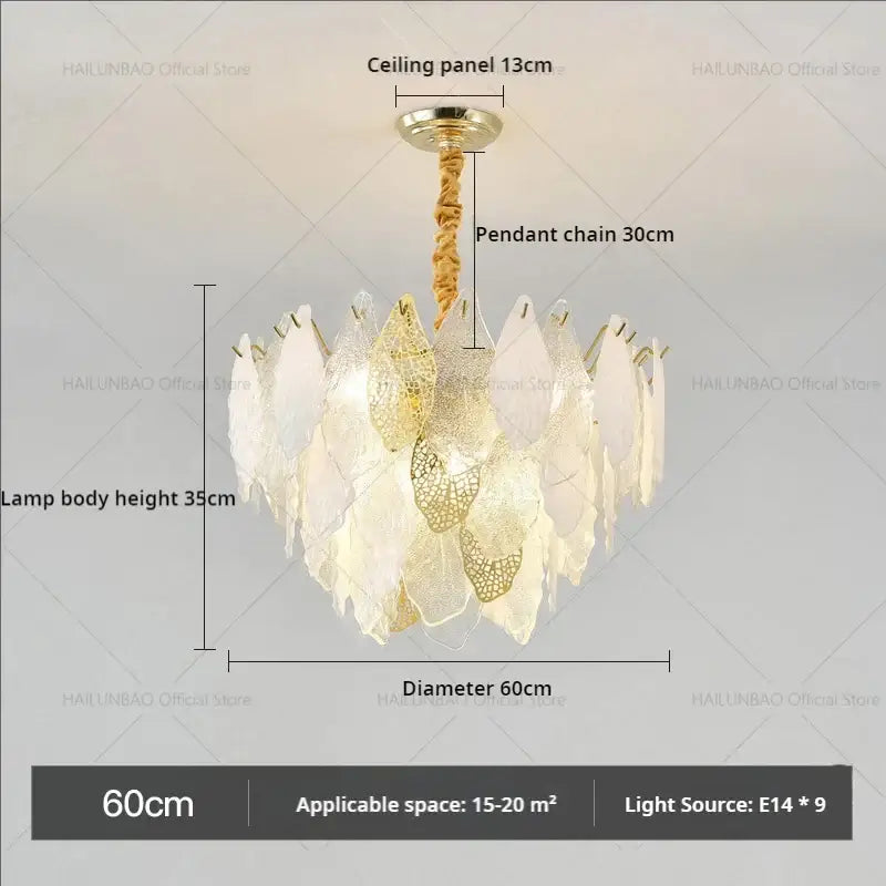 Elegant decorbites french crystal chandelier with white and gold leaf pattern and twisted brass pendant chain for living room