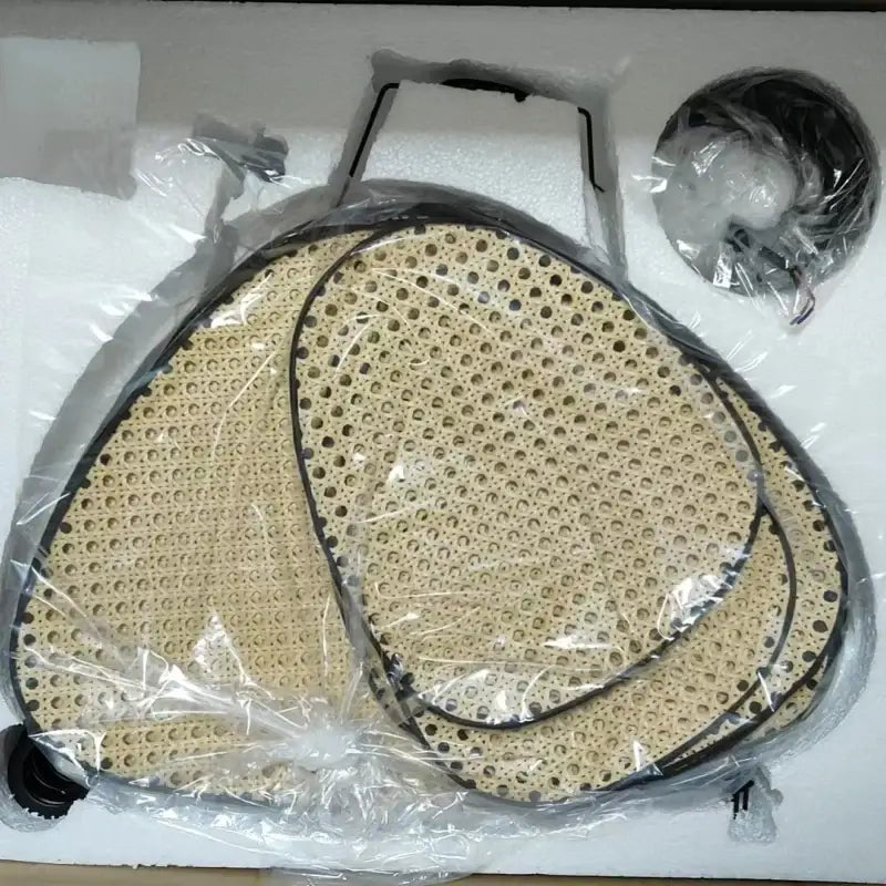 Beige perforated mesh gasket set with black rubber seals for decorbites french design rattan chandelier lighting