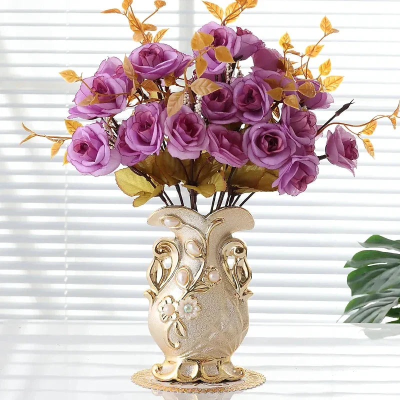 Frosted Porcelain Flower Vase for Home Decor - Vase