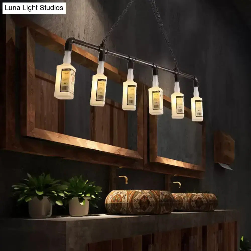 Decorbites™ frosted white glass island lamp with black wine bottle pendant lights for restaurant ceiling lighting