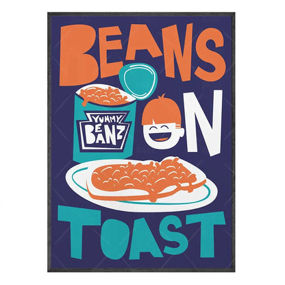 Fun Beans on Toast Kitchen Canvas Art - 05 / 40x60cm No Framed - Posters
