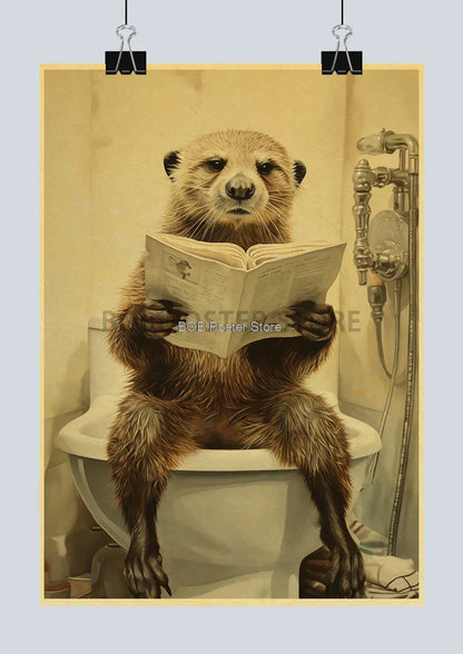 Funny Animal Bathroom Poster for DIY Home Decor - Z162 12 / 30X21CM - Posters